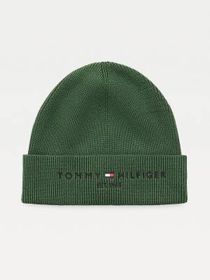 Czapki Tommy Hilfiger TH Established Knitted Bawełniane Beanie Męskie Zielone | TH721GOA