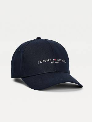 Czapki Tommy Hilfiger TH Established Organic Bawełniane Cap Męskie Niebieskie | TH076QNZ