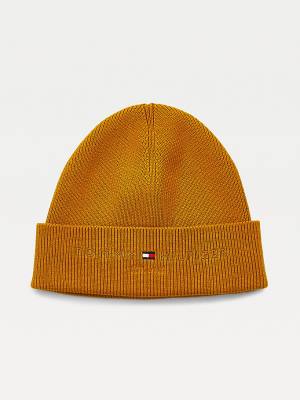 Czapki Tommy Hilfiger TH Established Wool Bawełniane Beanie Męskie Złote | TH426WPR