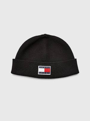 Czapki Tommy Hilfiger Travel Krótkie Bawełniane Beanie Męskie Czarne | TH864GQZ