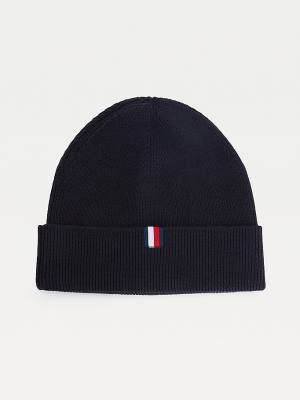 Czapki Tommy Hilfiger Uptown Wool Bawełniane Beanie Męskie Niebieskie | TH316AKQ