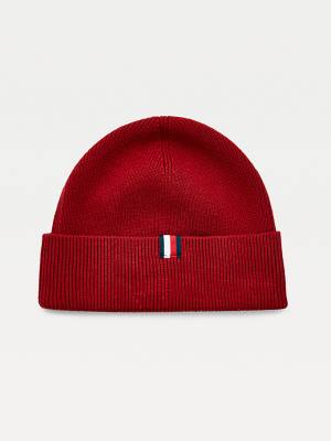 Czapki Tommy Hilfiger Uptown Wool Bawełniane Beanie Męskie Czerwone | TH453YVM