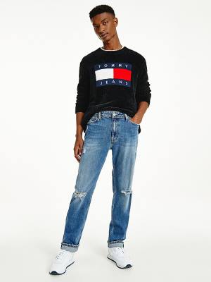 Jeansy Tommy Hilfiger Ethan Straight Relaxed Distressed Męskie Denim | TH629ESQ