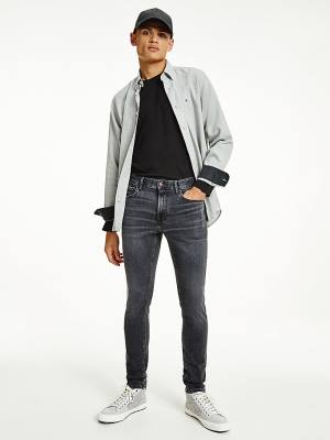 Jeansy Tommy Hilfiger Layton Extra Slim Faded Black Męskie Denim | TH076RHD