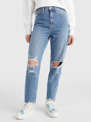 Jeansy Tommy Hilfiger Mom Ultra High Rise Tapered Hemp Damskie Denim | TH609JNK