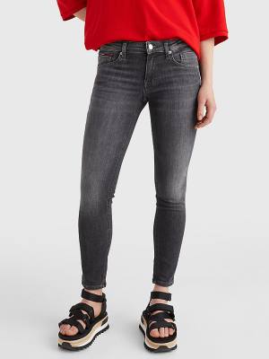 Jeansy Tommy Hilfiger Scarlett Low Rise Skinny Black Ankle Damskie Denim | TH965WGE