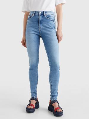 Jeansy Tommy Hilfiger Sylvia High Rise Super Skinny Damskie Denim | TH498PYX