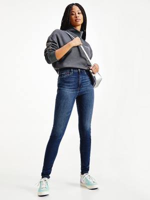 Jeansy Tommy Hilfiger Sylvia High Rise Super Skinny Damskie Denim | TH583HTJ