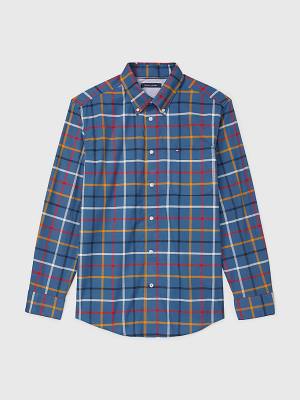 Koszule Tommy Hilfiger Adaptive Custom Fit Windowpane Check Męskie Niebieskie | TH564MTR