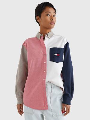 Koszule Tommy Hilfiger Archive Colour-Blocked Overshirt Damskie Niebieskie | TH462UDW