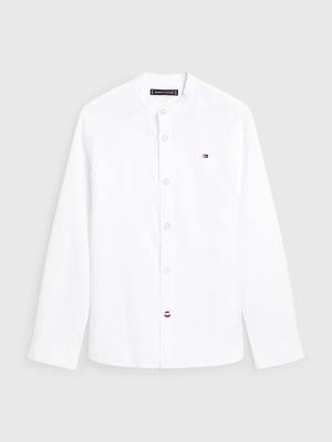 Koszule Tommy Hilfiger Bawełniane Linen Collarless Chłopięce Białe | TH849CQH