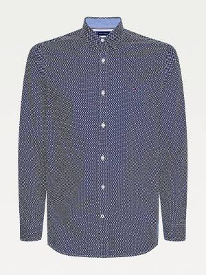 Koszule Tommy Hilfiger Geometric Print Slim Fit Męskie Niebieskie | TH295SUY