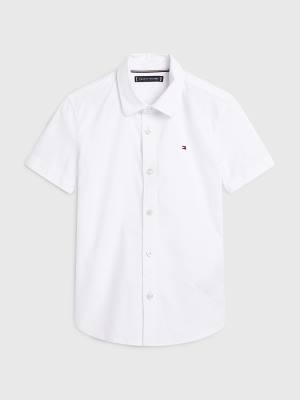 Koszule Tommy Hilfiger Krótkie Sleeve Stretch Oxford Chłopięce Białe | TH148URO