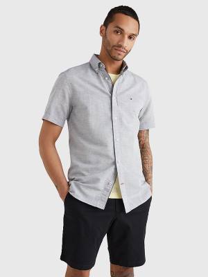 Koszule Tommy Hilfiger Krótkie Sleeve Tapered Regular Fit Męskie Niebieskie | TH127MIZ