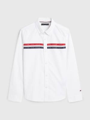 Koszule Tommy Hilfiger Logo Tape Oxford Chłopięce Białe | TH068IQG