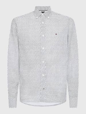 Koszule Tommy Hilfiger Micro Print Poplin Regular Fit Męskie Białe | TH072CSF