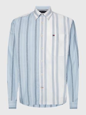 Koszule Tommy Hilfiger Mixed Stripe Oxford Męskie Niebieskie | TH560VTR