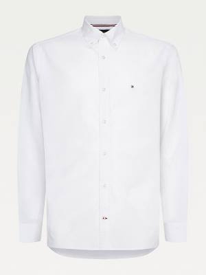 Koszule Tommy Hilfiger Natural Soft Poplin Regular Fit Męskie Białe | TH409JUY