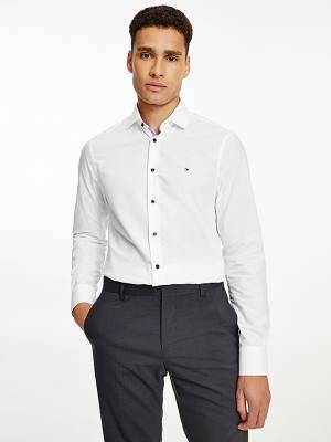 Koszule Tommy Hilfiger Slim Fit Poplin Męskie Białe | TH715RXM