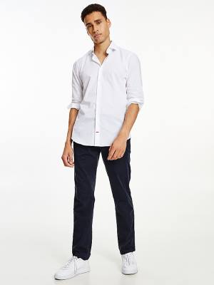 Koszule Tommy Hilfiger Slim Fit Stretch Bawełniane Męskie Białe | TH124VZH