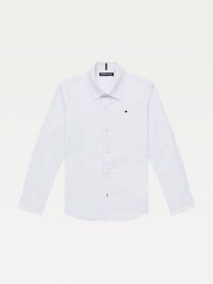 Koszule Tommy Hilfiger Stretch Bawełniane Poplin Chłopięce Białe | TH264YKQ