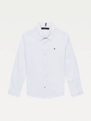 Koszule Tommy Hilfiger Stretch Oxford Bawełniane Chłopięce Białe | TH634JDS