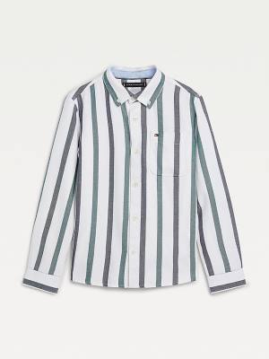 Koszule Tommy Hilfiger Stripe Patch Pocket Chłopięce Białe | TH961EPC