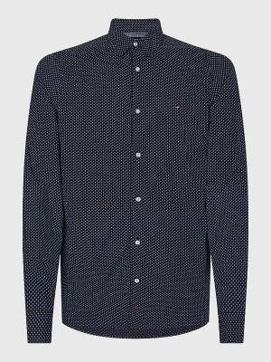 Koszule Tommy Hilfiger TH Flex Print Slim Fit Męskie Niebieskie | TH274WOL