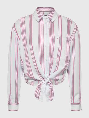 Koszule Tommy Hilfiger Tie-Front Stripe Damskie Różowe | TH791REY