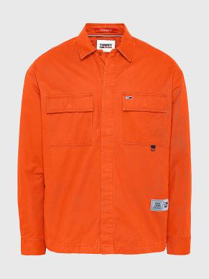 Koszule Tommy Hilfiger Tommy Jeans Tech Organic Bawełniane Twill Overshirt Męskie Czerwone | TH152TNM