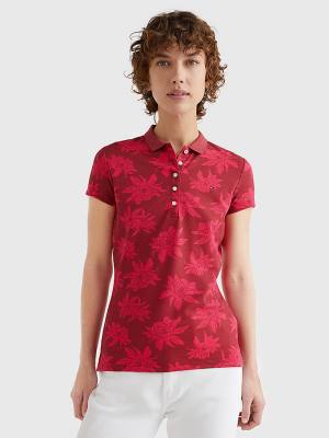 Koszulki Polo Tommy Hilfiger Abstract Print Slim Fit Damskie Różowe | TH413MSY