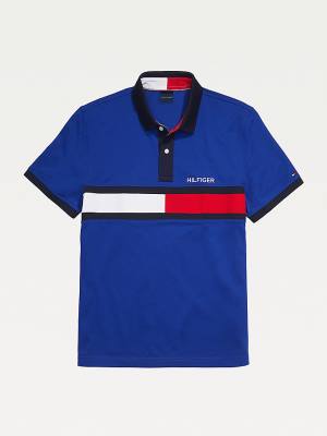 Koszulki Polo Tommy Hilfiger Adaptive Bawełniane Flag Custom Fit Męskie Niebieskie | TH789FIA