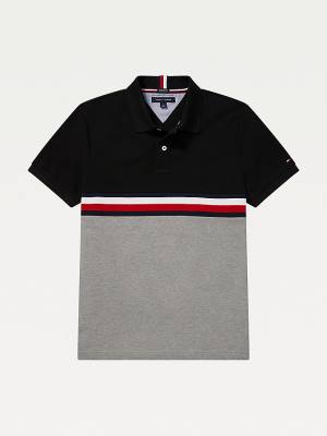 Koszulki Polo Tommy Hilfiger Adaptive Colour-Blocked Detail Custom Fit Męskie Czarne | TH932VXQ