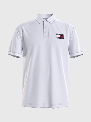 Koszulki Polo Tommy Hilfiger Badge Lekkie Regular Fit Męskie Białe | TH459LFC