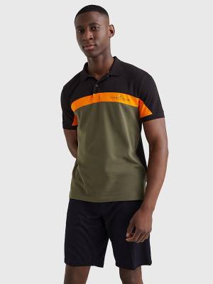 Koszulki Polo Tommy Hilfiger Colour-Blocked Regular Fit Męskie Zielone | TH489MXU