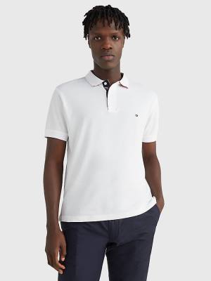 Koszulki Polo Tommy Hilfiger Contrast Placket Regular Fit Męskie Białe | TH219BTU