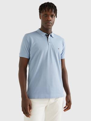 Koszulki Polo Tommy Hilfiger Contrast Placket Regular Fit Męskie Niebieskie | TH504ZOK