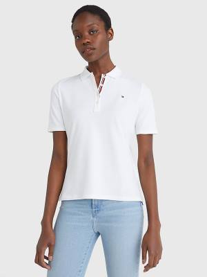 Koszulki Polo Tommy Hilfiger Essential Placket Detail Damskie Białe | TH026TNF