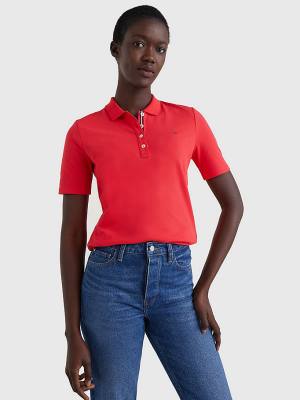 Koszulki Polo Tommy Hilfiger Essential Placket Detail Damskie Czerwone | TH412VOE