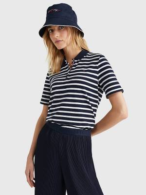 Koszulki Polo Tommy Hilfiger Essentials Stripe Damskie Niebieskie | TH062XIF