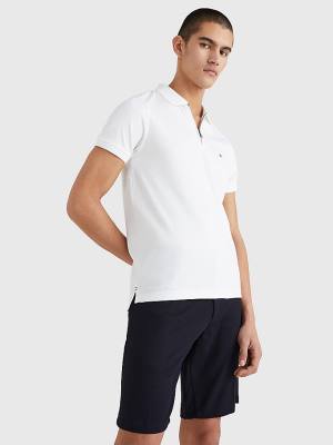 Koszulki Polo Tommy Hilfiger Half-Zip Interlock Slim Fit Męskie Białe | TH419FNB