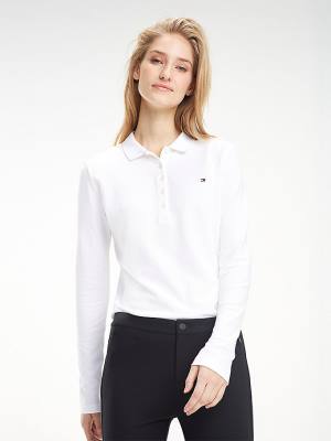 Koszulki Polo Tommy Hilfiger Heritage Long Sleeve Shirt Damskie Białe | TH246LGF