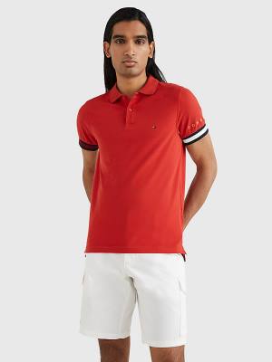 Koszulki Polo Tommy Hilfiger Icons Flag Slim Fit Męskie Czerwone | TH297IBG