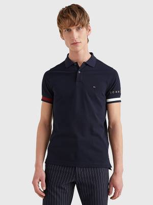 Koszulki Polo Tommy Hilfiger Icons Flag Slim Fit Męskie Niebieskie | TH523WTP