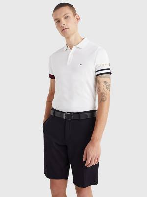 Koszulki Polo Tommy Hilfiger Icons Flag Slim Fit Męskie Białe | TH573CXS