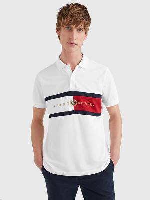 Koszulki Polo Tommy Hilfiger Icons Logo Regular Fit Męskie Białe | TH175XER