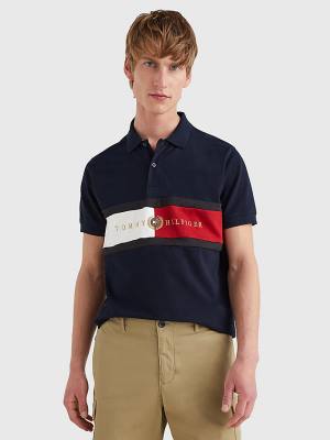 Koszulki Polo Tommy Hilfiger Icons Logo Regular Fit Męskie Niebieskie | TH781UXH