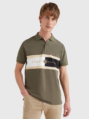 Koszulki Polo Tommy Hilfiger Icons Logo Regular Fit Męskie Khaki | TH789BLR