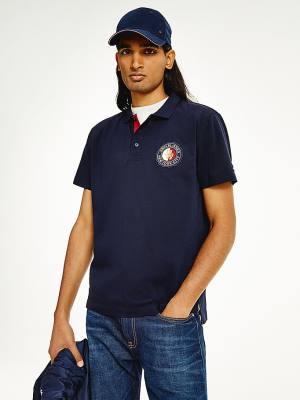 Koszulki Polo Tommy Hilfiger Icons Organic Bawełniane Regular Fit Męskie Niebieskie | TH694UYD