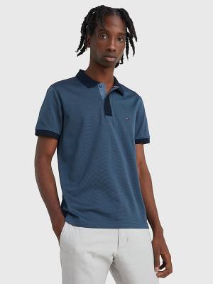 Koszulki Polo Tommy Hilfiger Jacquard Slim Fit Męskie Niebieskie | TH167UKP